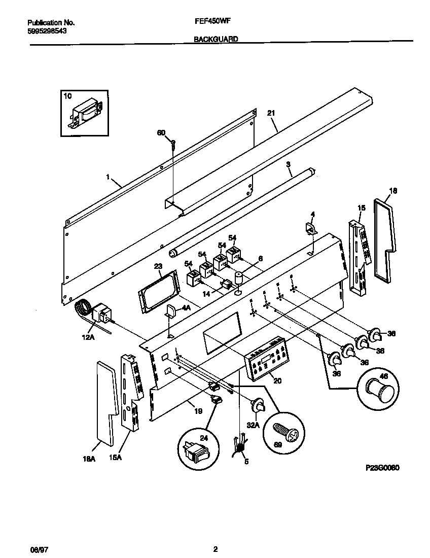 Frigidaire FEF450WFWA backguard diagram