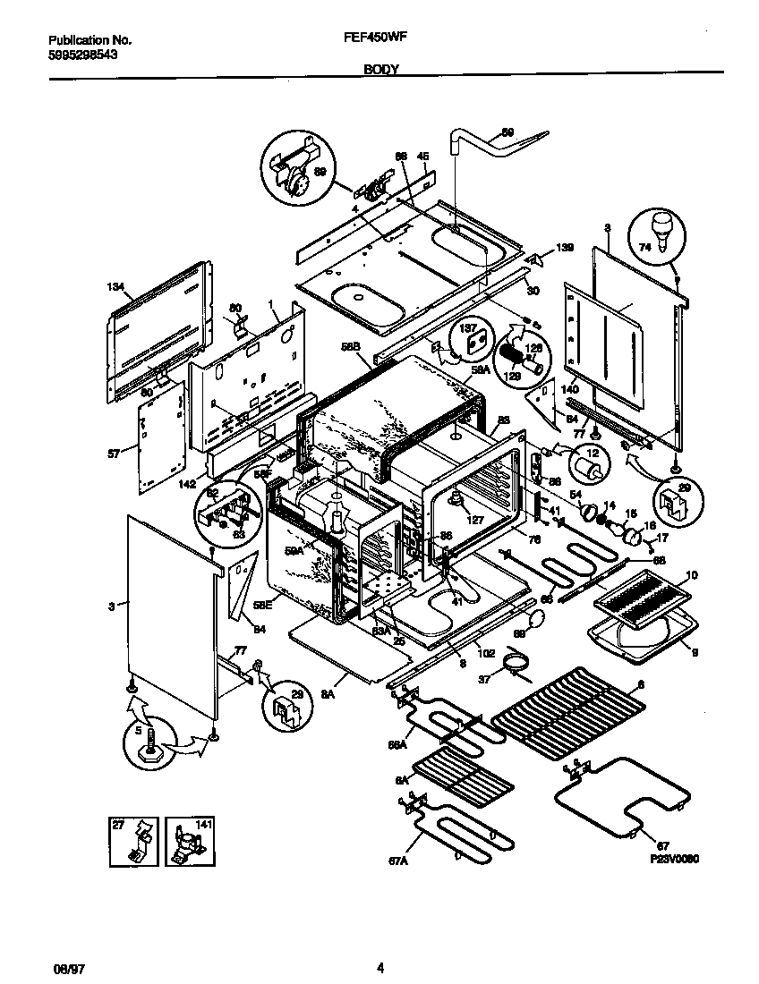 Frigidaire FEF450WFWA body diagram