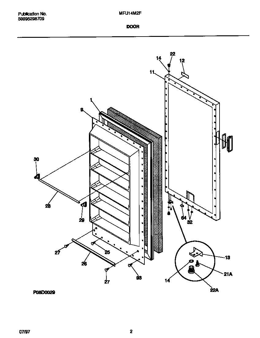 Universal/Multiflex (Frigidaire) MFU14M2FW1 door diagram