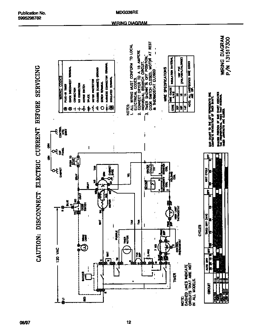 Universal/Multiflex (Frigidaire) MDG336REW1 wiring diagram diagram