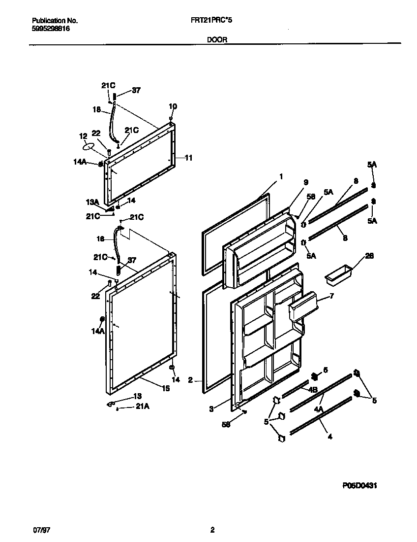 Frigidaire FRT21PRCD5 door diagram