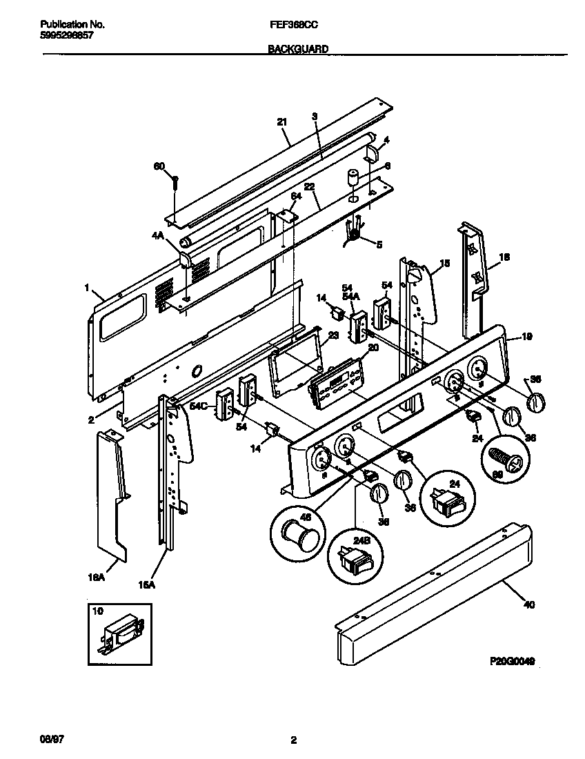 Frigidaire FEF368CCTG backguard diagram
