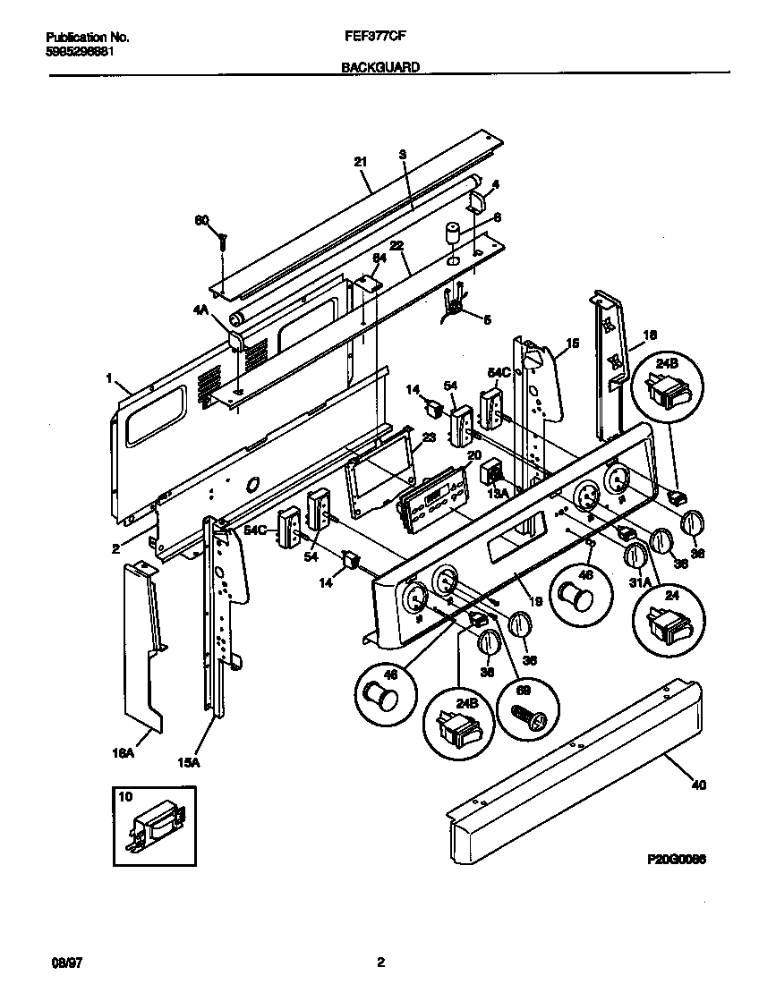 Frigidaire FEF377CFSB backguard diagram