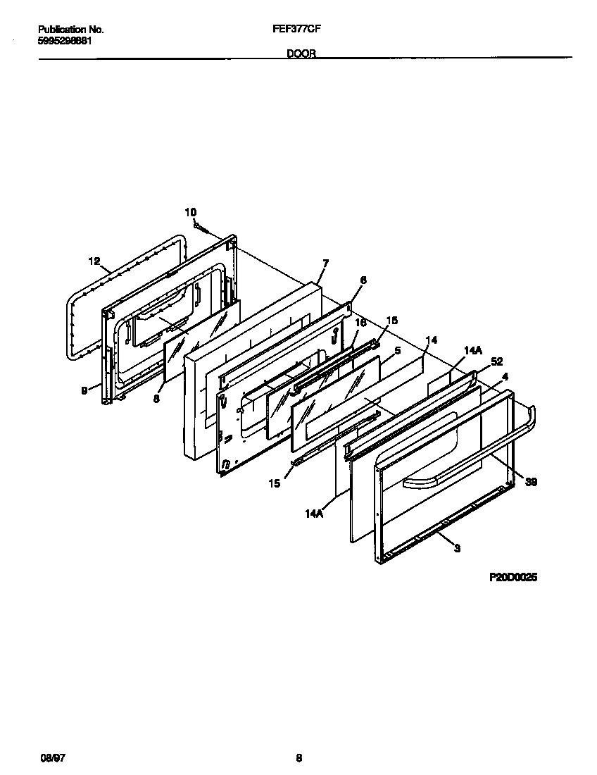 Frigidaire FEF377CFSB door diagram
