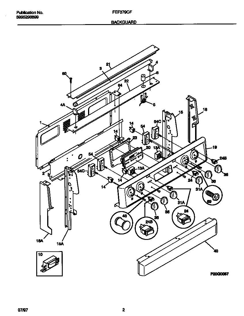 Frigidaire FEF379CFTB backguard diagram