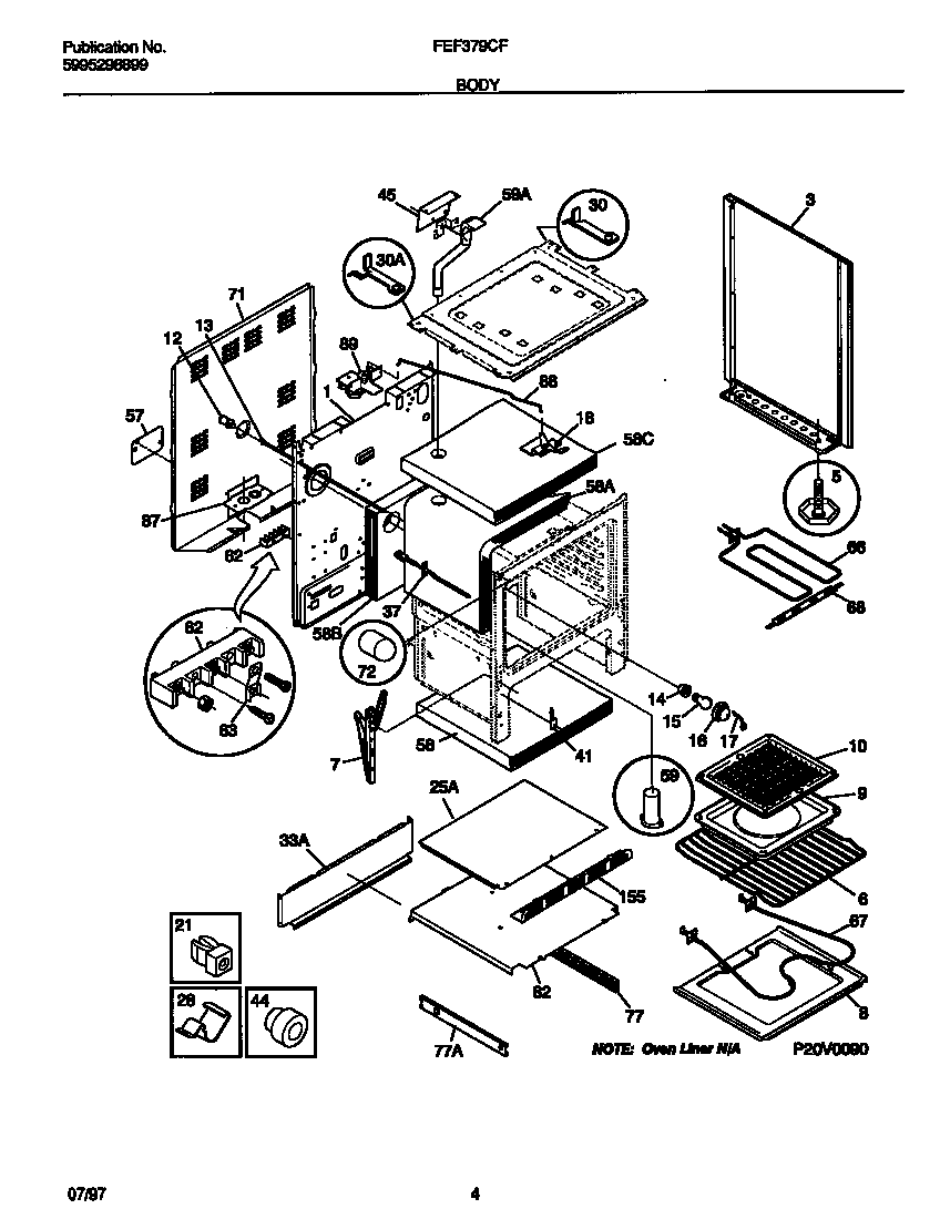 Frigidaire FEF379CFTB body diagram