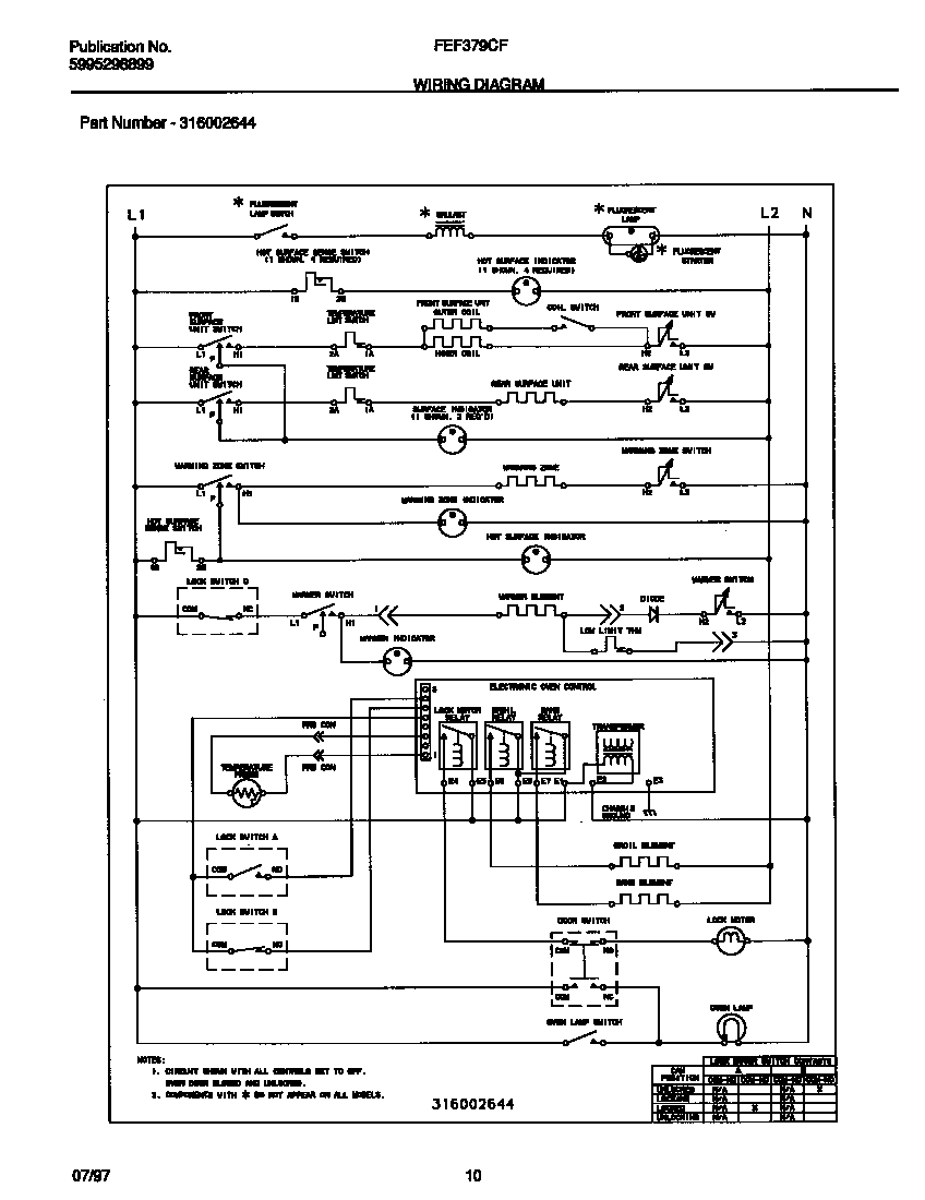 Frigidaire FEF379CFTB wiring diagram diagram