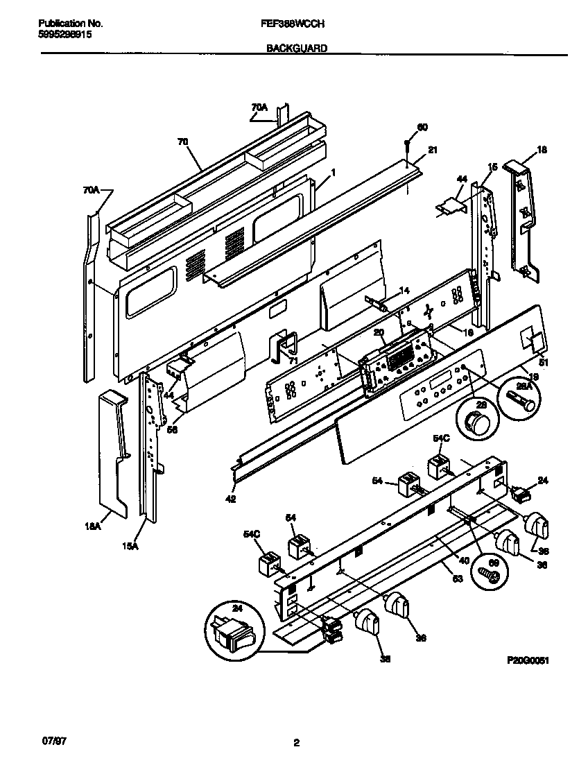 Frigidaire FEF388WCCH backguard diagram