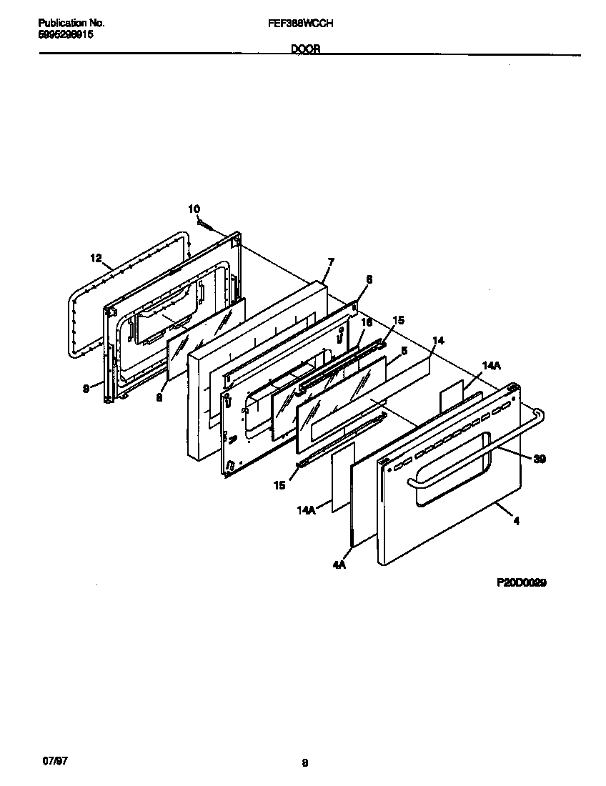 Frigidaire FEF388WCCH door diagram