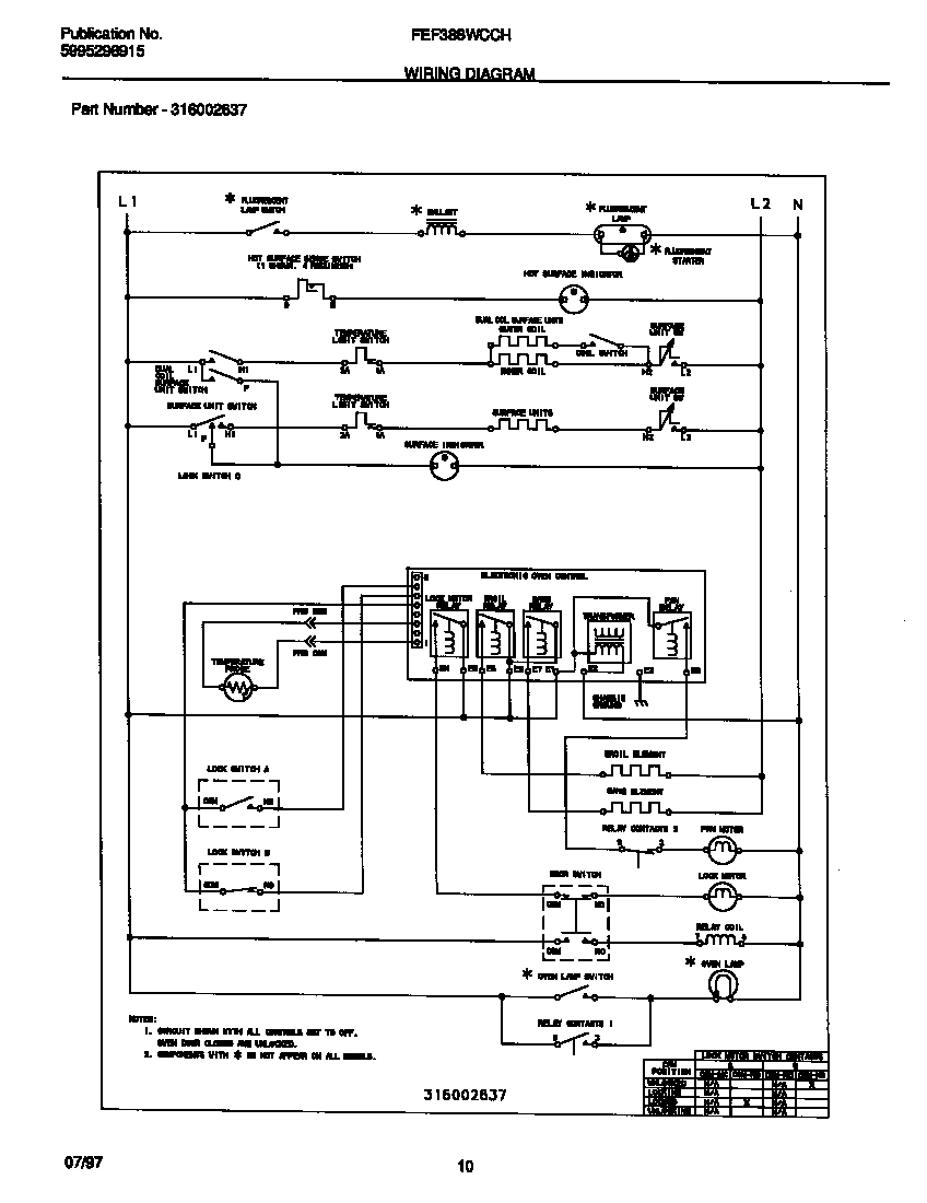 Frigidaire FEF388WCCH wiring diagram diagram