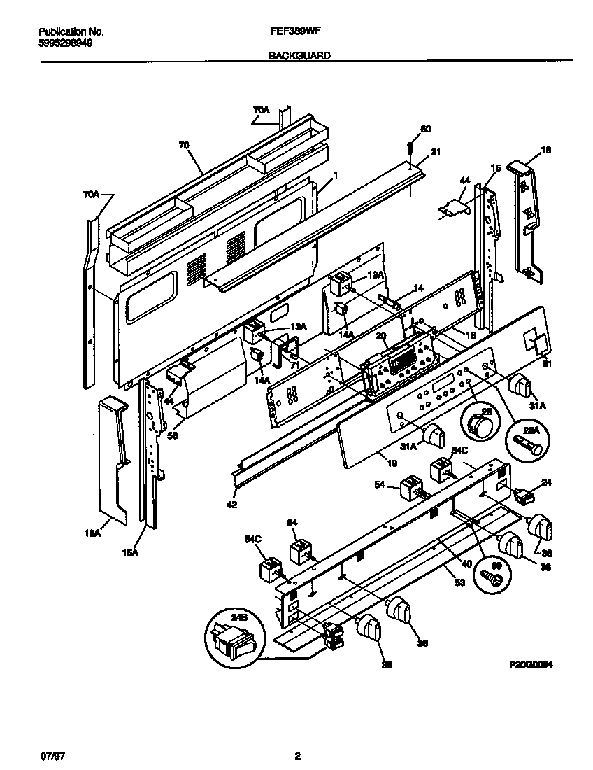 Frigidaire FEF389WFSB backguard diagram