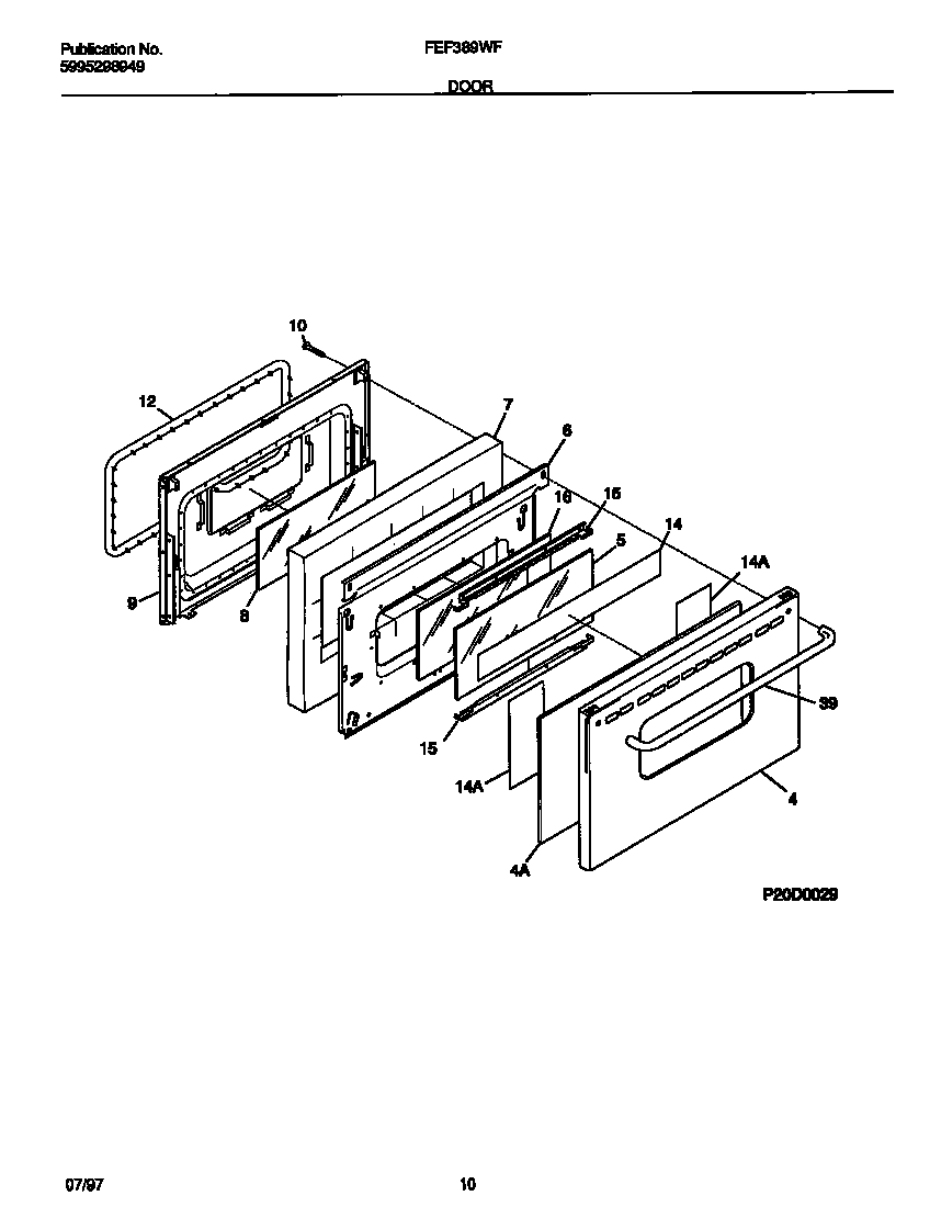 Frigidaire FEF389WFSB door diagram