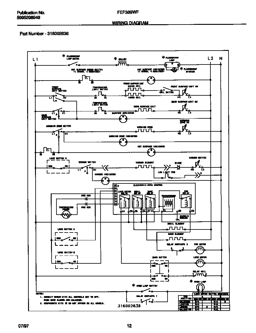 Frigidaire FEF389WFSB wiring diagram diagram