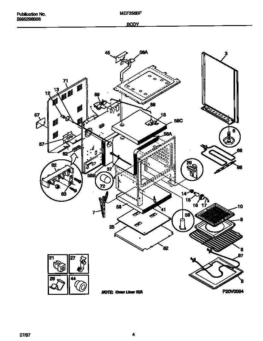 Universal/Multiflex (Frigidaire) MEF356BFDB body diagram