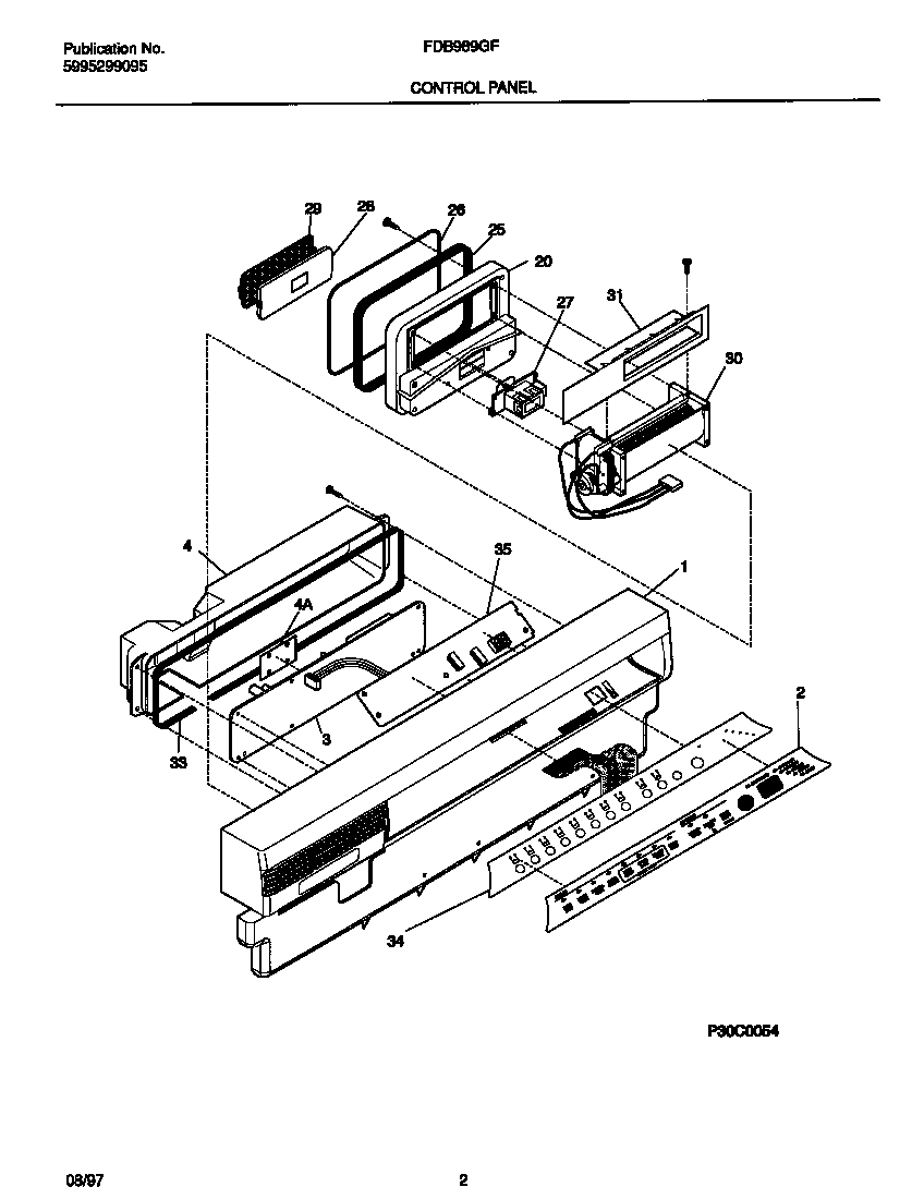 Frigidaire FDB989GFC0 control panel diagram
