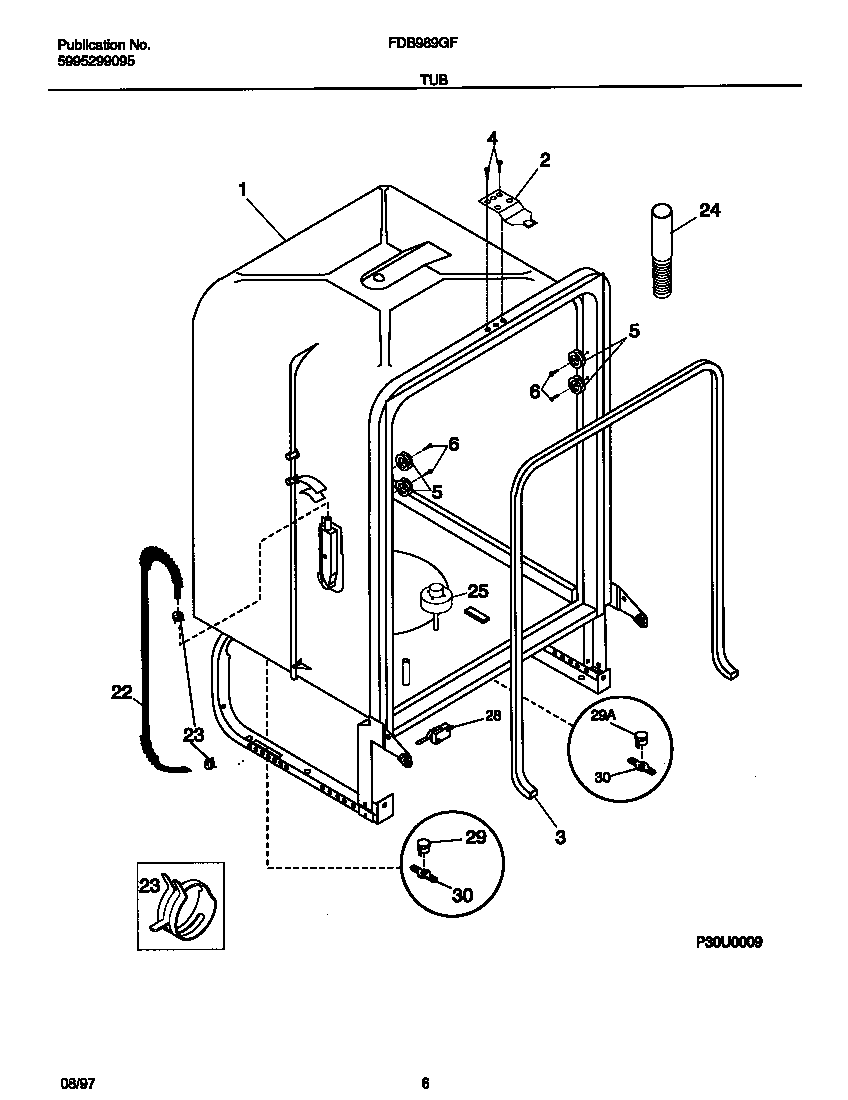 Frigidaire FDB989GFC0 tub diagram