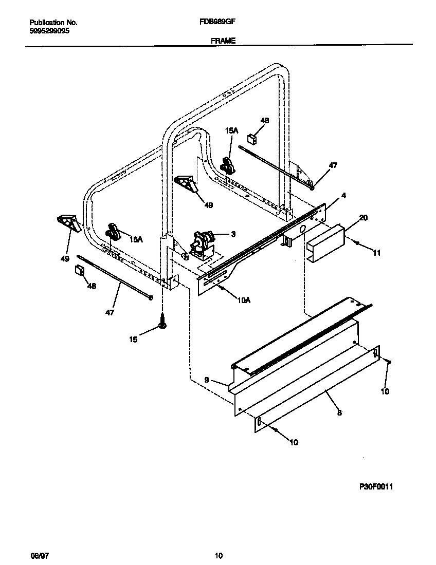 Frigidaire FDB989GFC0 frame diagram
