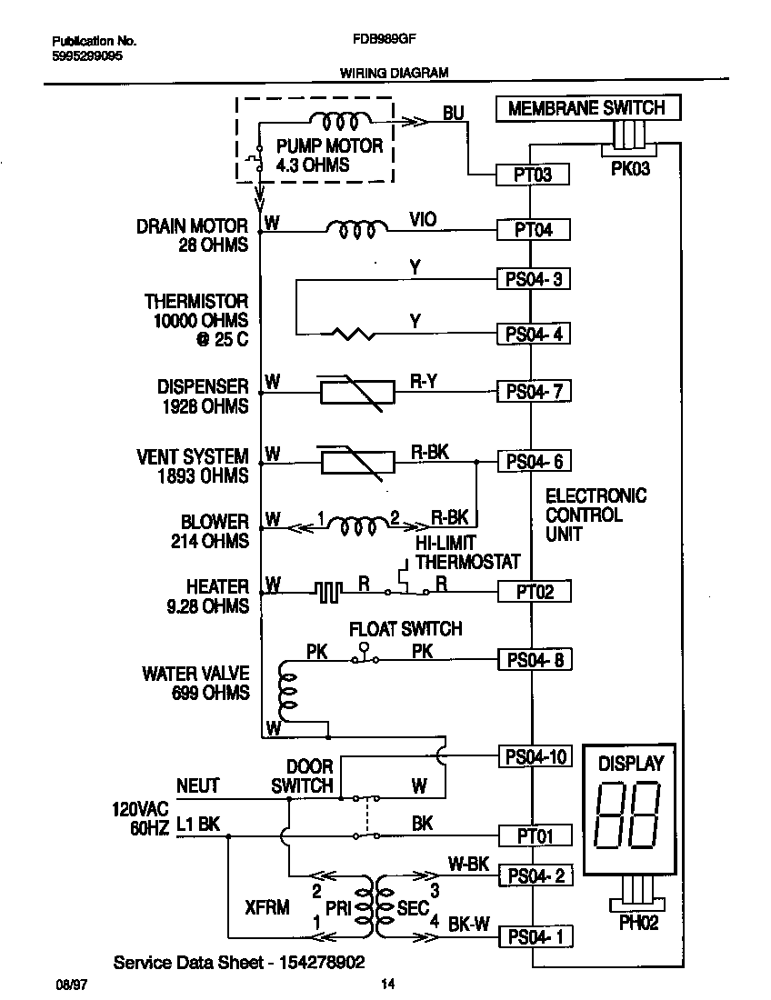 Frigidaire FDB989GFC0 wiring diagram diagram