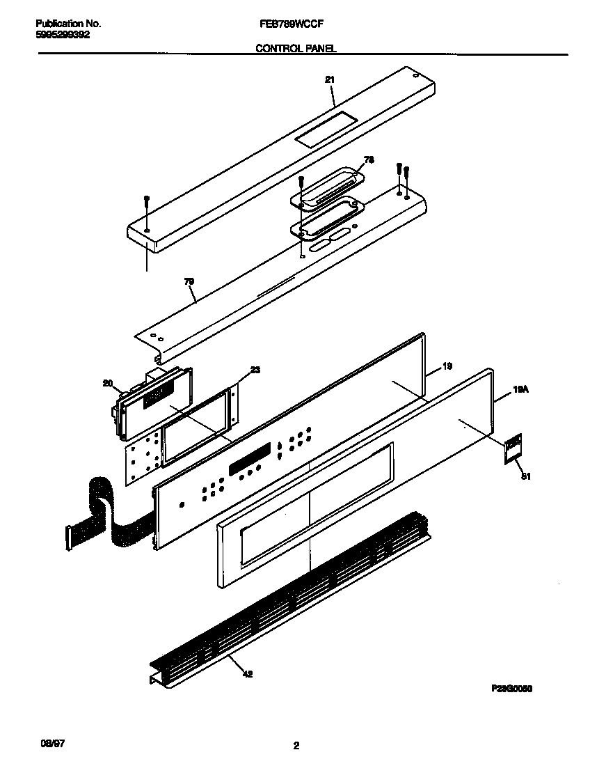 Frigidaire FEB789WCCF control panel diagram