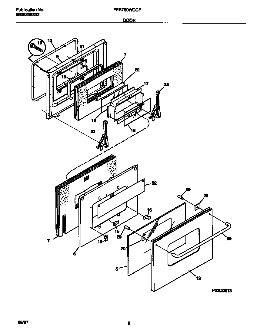 Frigidaire FEB789WCCF door diagram