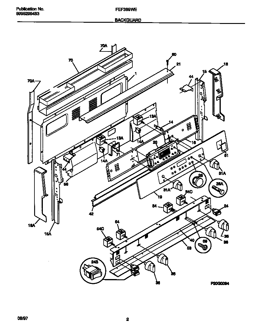 Frigidaire FEF389WESE backguard diagram