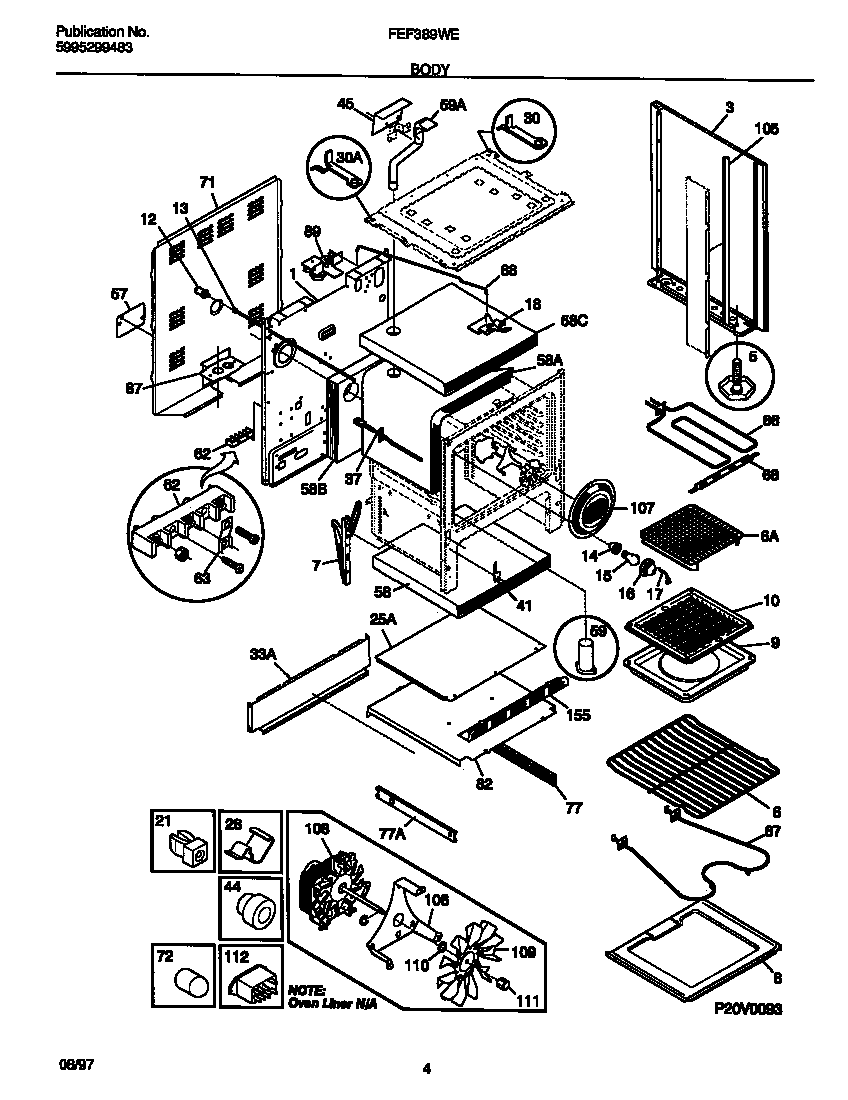 Frigidaire FEF389WESE body diagram