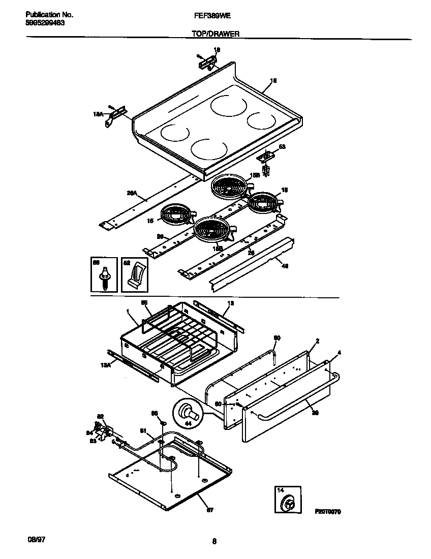 Frigidaire FEF389WESE top/drawer diagram