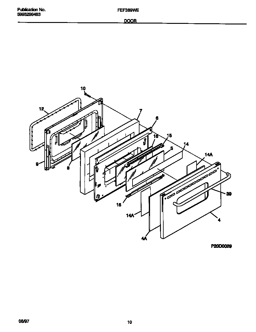 Frigidaire FEF389WESE door diagram