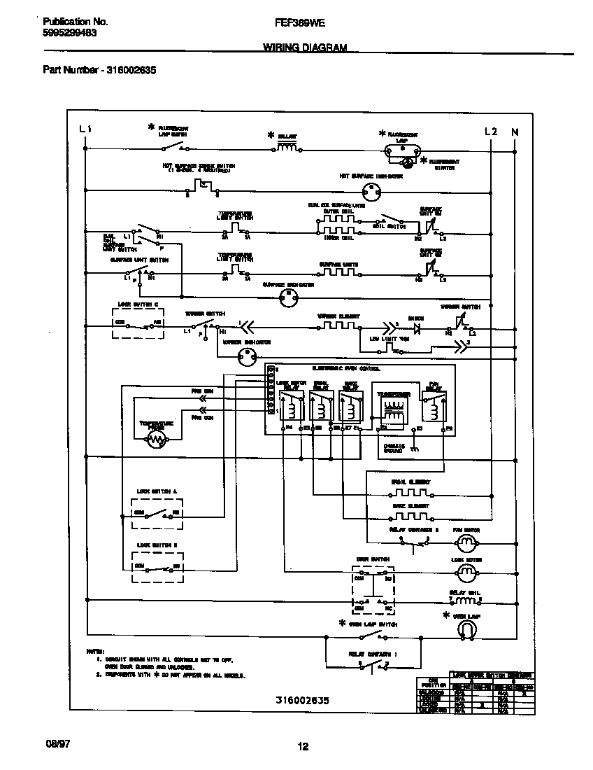 Frigidaire FEF389WESE wiring diagram diagram