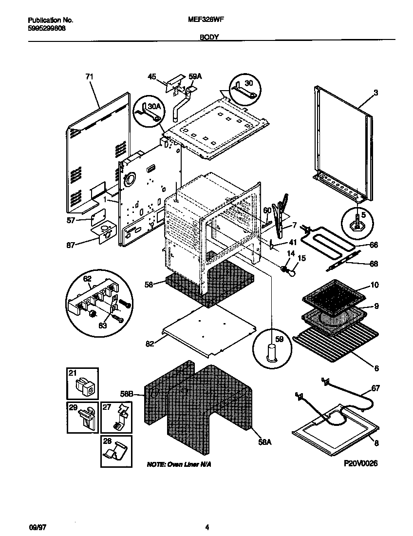 Universal/Multiflex (Frigidaire) MEF326WFSA body diagram