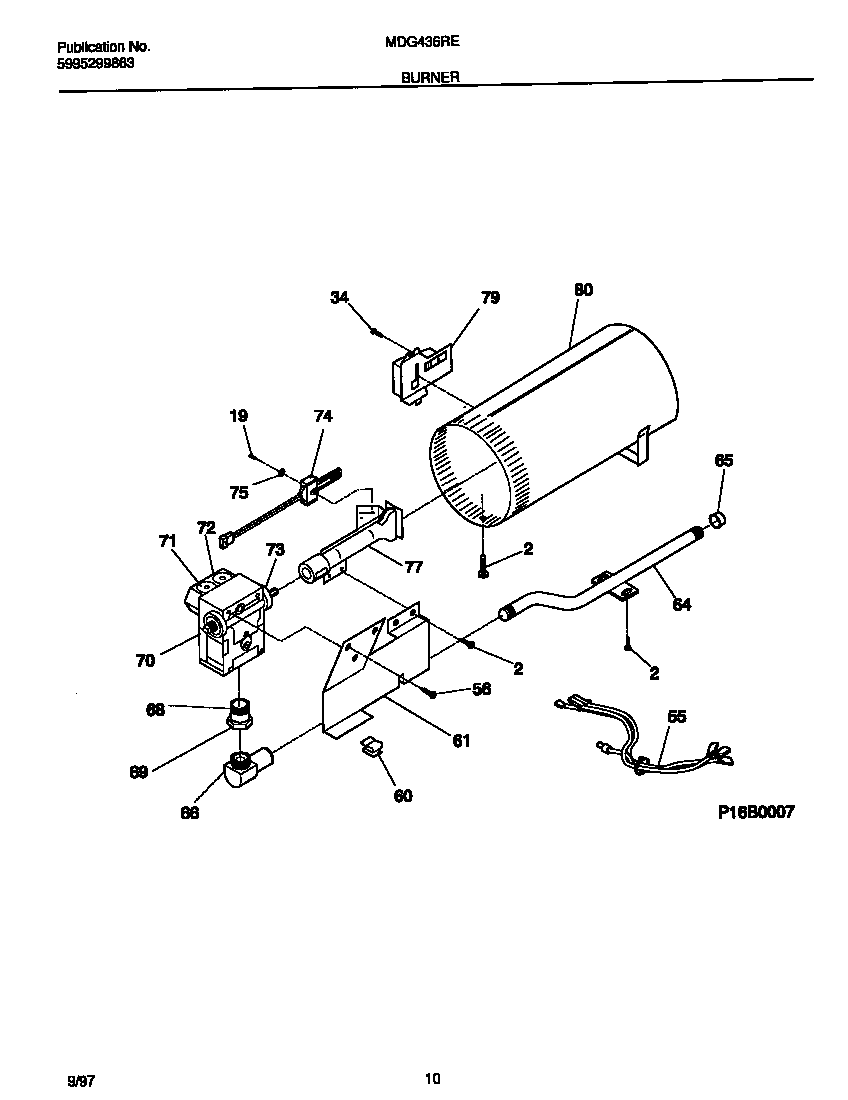 Universal/Multiflex (Frigidaire) MDG436REW1 burner diagram