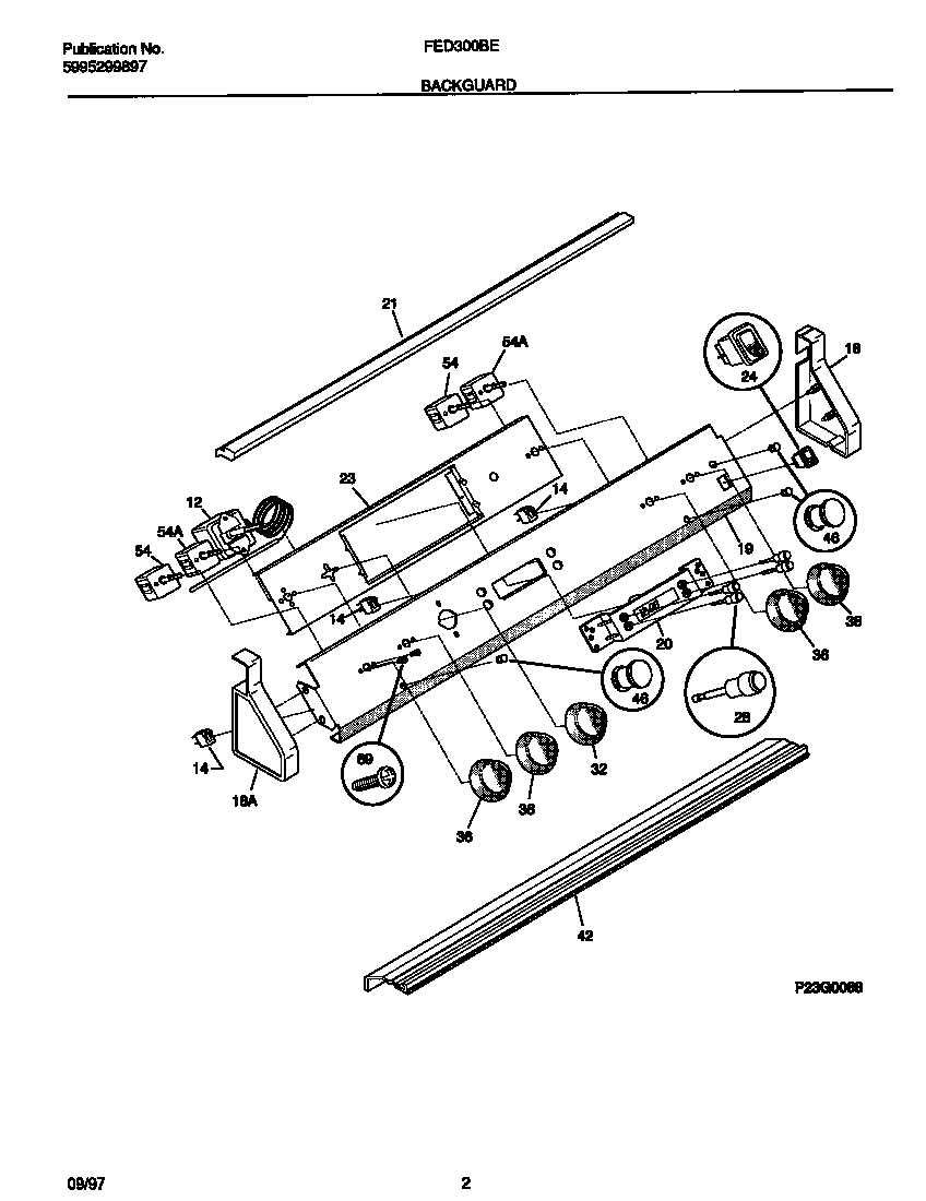 Frigidaire FED300BEBC backguard diagram