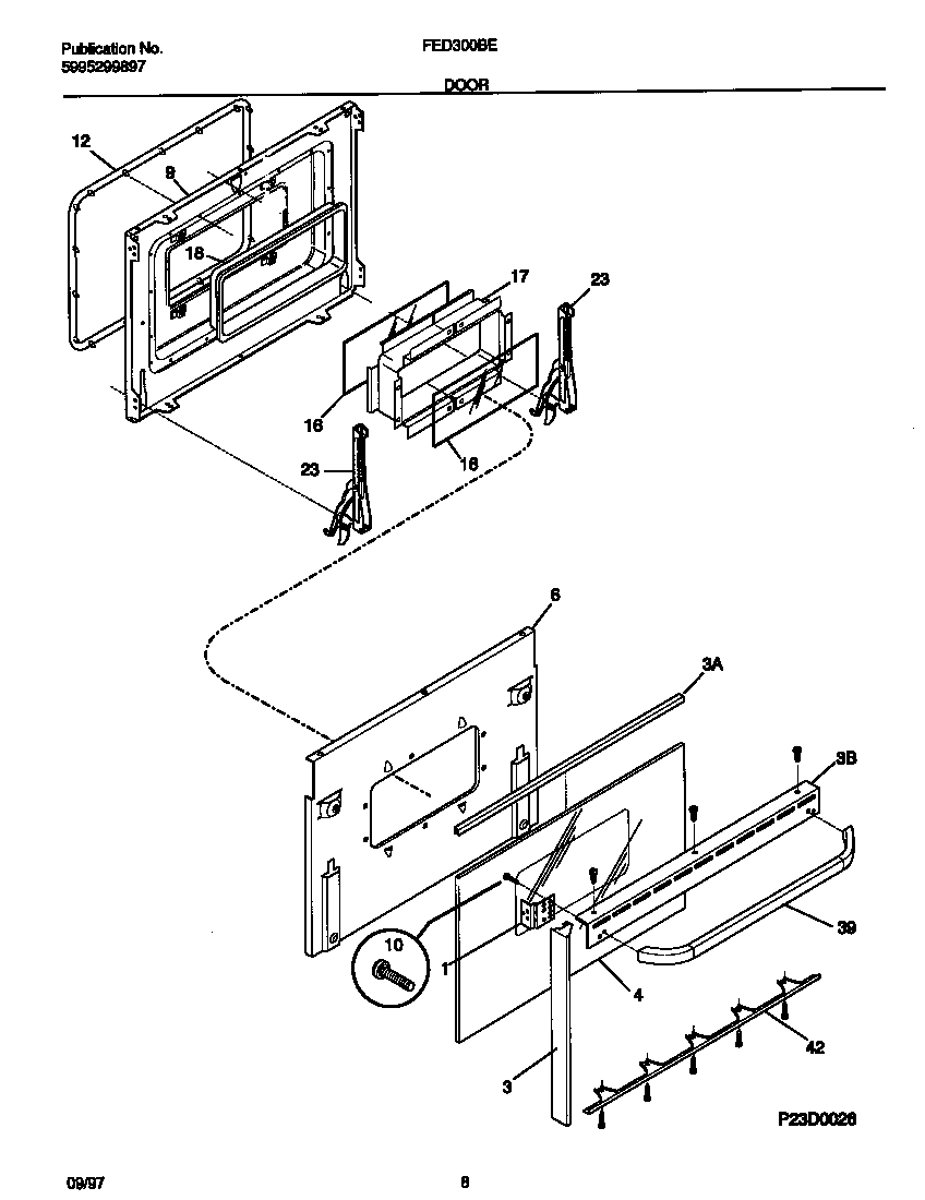 Frigidaire FED300BEBC door diagram