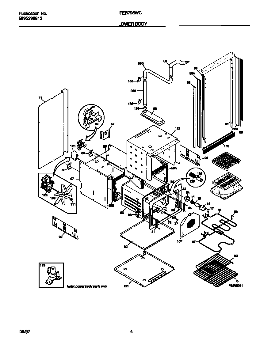 Frigidaire FEB798WCCF lower body diagram