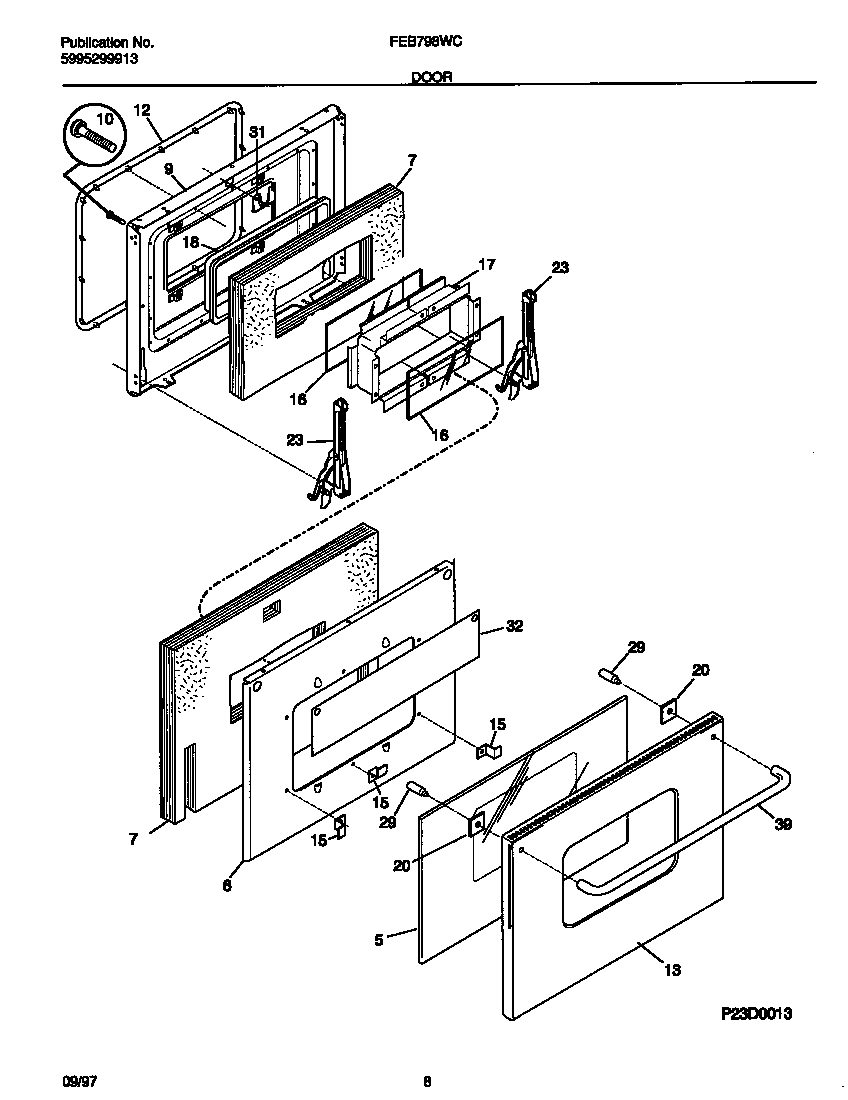 Frigidaire FEB798WCCF door diagram