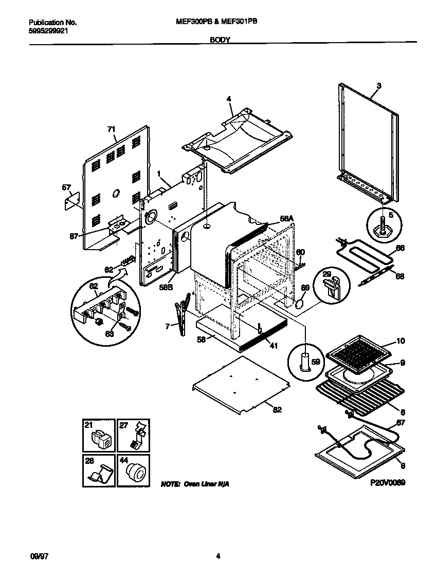 Universal/Multiflex (Frigidaire) MEF301PBWK body diagram
