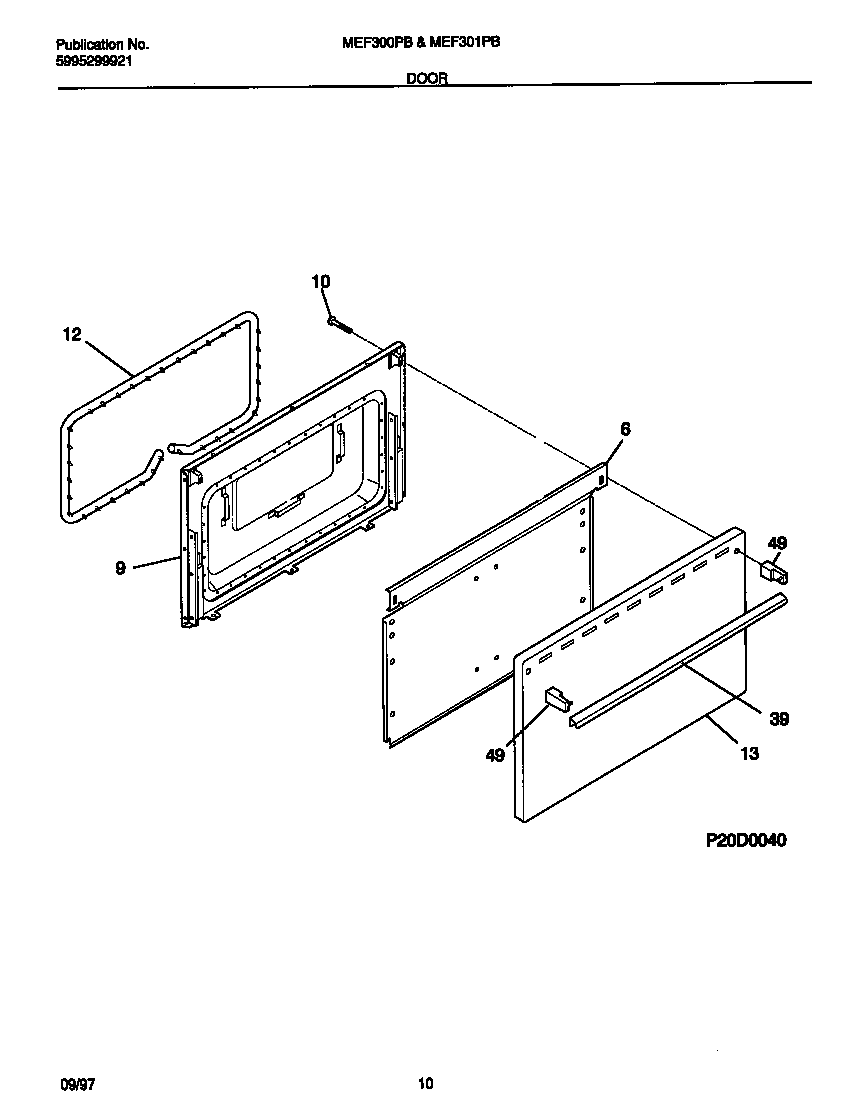 Universal/Multiflex (Frigidaire) MEF301PBWK door diagram