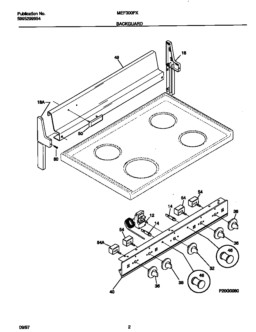 Universal/Multiflex (Frigidaire) MEF300PXWE backguard diagram
