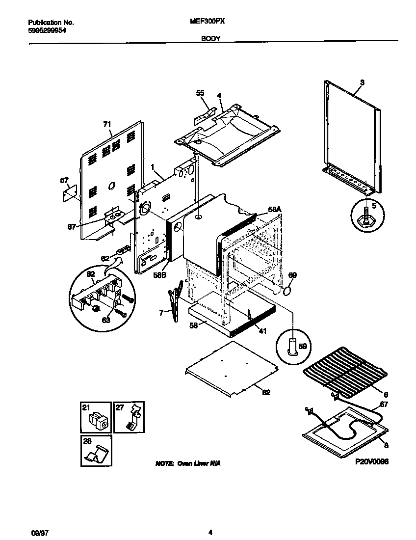 Universal/Multiflex (Frigidaire) MEF300PXWE body diagram