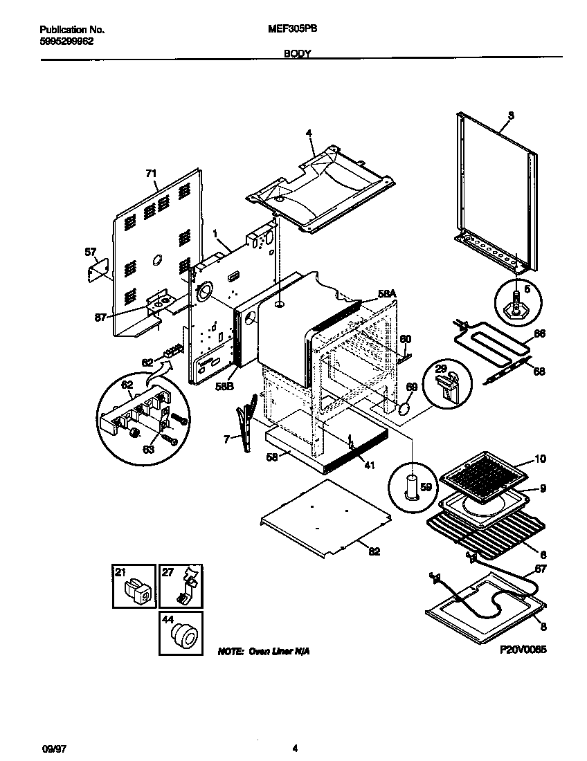 Universal/Multiflex (Frigidaire) MEF305PBWG body diagram