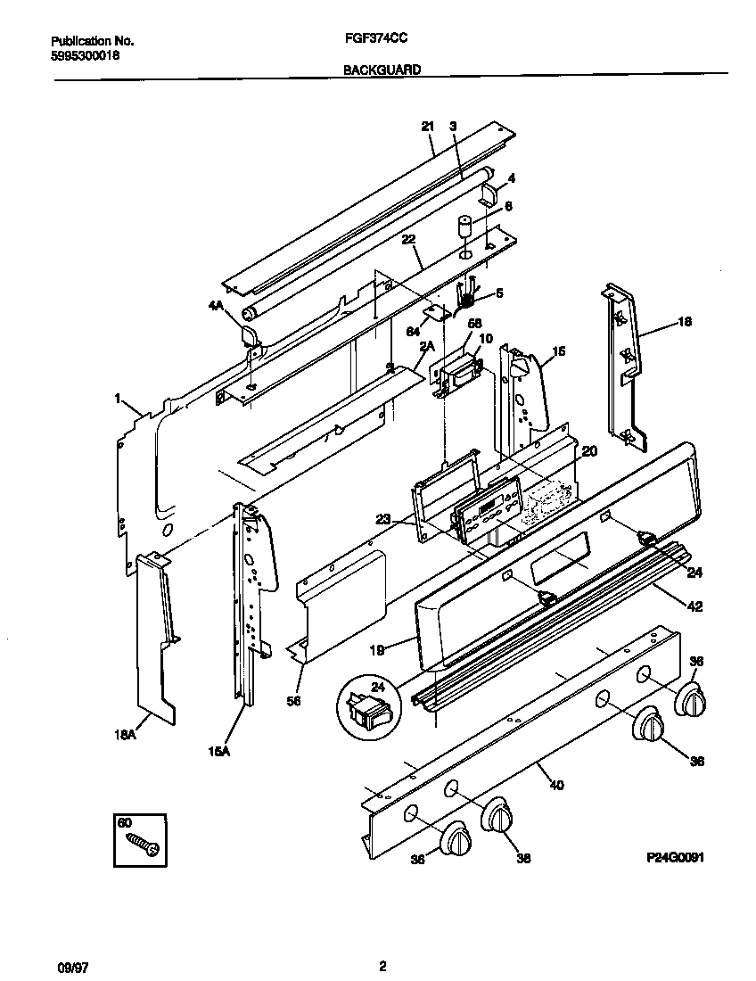 Frigidaire FGF374CCBG backguard diagram