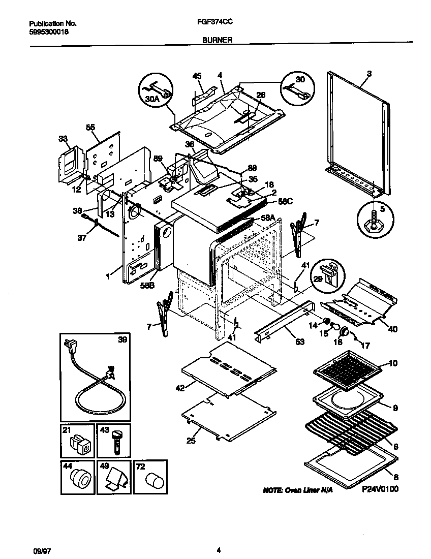 Frigidaire FGF374CCBG burner diagram