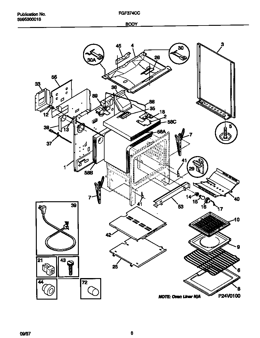 Frigidaire FGF374CCBG body diagram