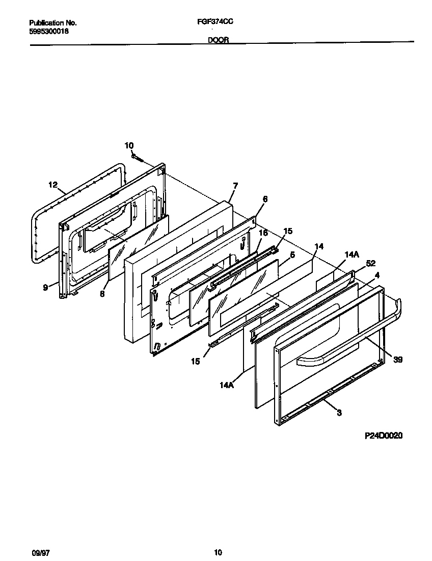 Frigidaire FGF374CCBG door diagram