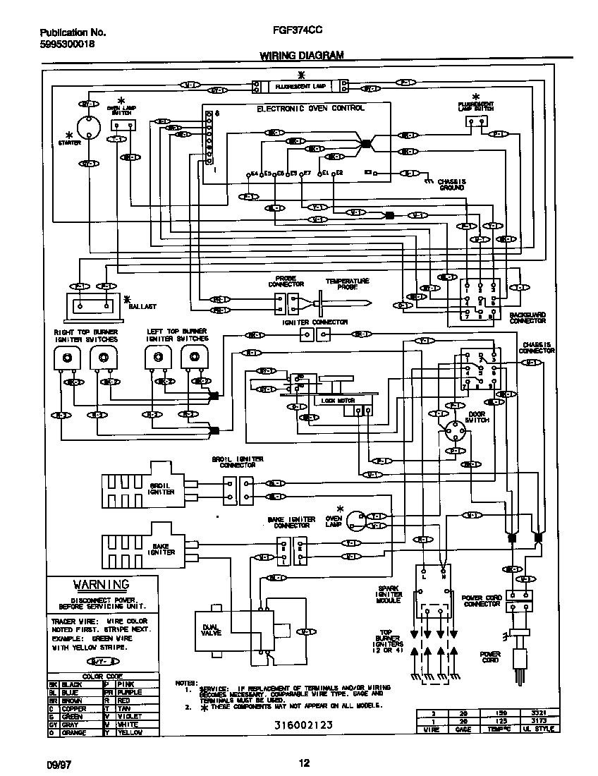Frigidaire FGF374CCBG wiring diagram diagram