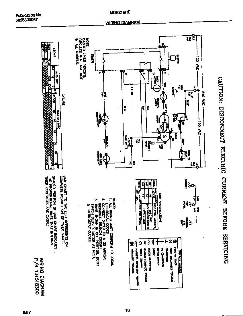 Universal/Multiflex (Frigidaire) MDE216REW1 wiring diagram diagram