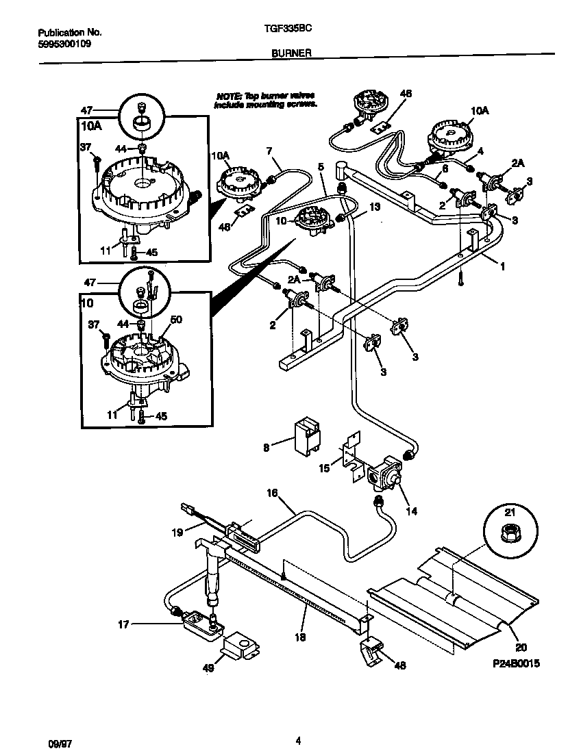 Tappan TGF335BCDE burner diagram