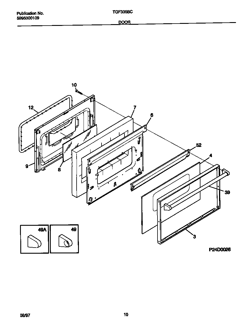 Tappan TGF335BCDE door diagram