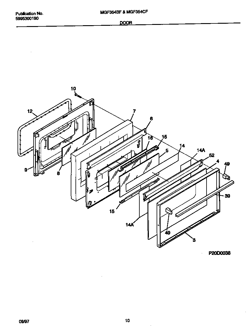 Universal/Multiflex (Frigidaire) MGF354BFDB door diagram