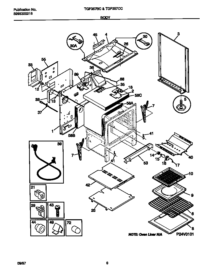 Tappan TGF357BCDE body diagram